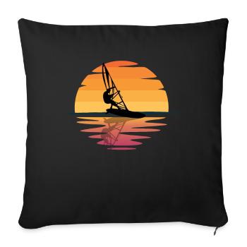 Windsurfen Sonnenuntergang Windsurfer - Sofakissenbezug 45 x 45 cm - Schwarz - Vorne