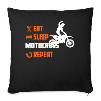 EAT SLEEP MOTOCROSS - Cross Tee Shirt - Sofa pillowcase 17,3'' x 17,3'' (45 x 45 cm) - black - Front