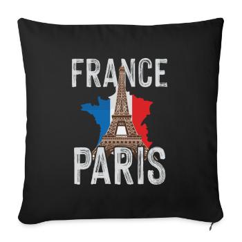 France Paris Tour Eiffel Français - Housse de coussin décorative 45 x 45 cm - noir - Devant