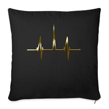 Dubai Skyline Herzschlag Burj Khalifa Gold VAE Fan - Sofakissenbezug 45 x 45 cm - Schwarz - Vorne