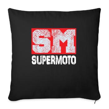 Supermoto motorcycle sm motorcyclist biker moped - Sofa pillowcase 17,3'' x 17,3'' (45 x 45 cm) - black - Front