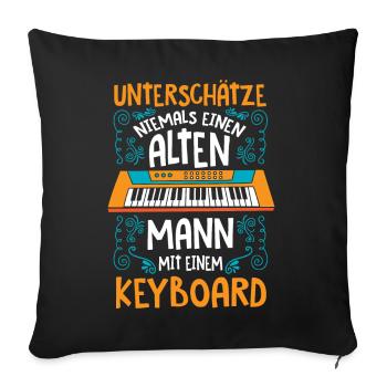 Keyboard Synthesizer Keyboarder Alter Mann - Sofakissenbezug 45 x 45 cm - Schwarz - Vorne