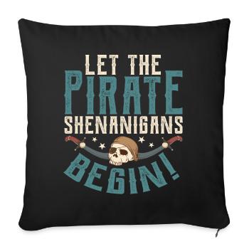 Pirat tshirt Freibeuter Piratenbucht Säbel Skull - Sofakissenbezug 45 x 45 cm - Schwarz - Vorne
