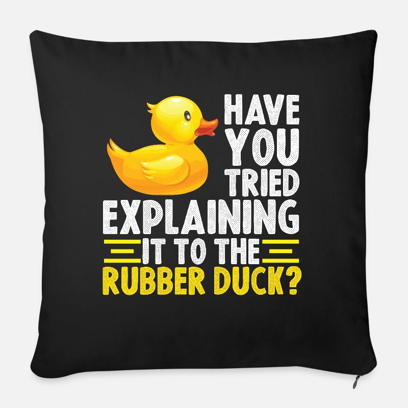 Debug Ente Debugging Rubber Duck - Sofakissenbezug 45 x 45 cm - Schwarz