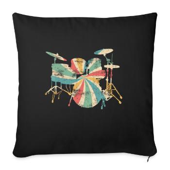 Batteur batterie batteur baguettes musique - Housse de coussin décorative 45 x 45 cm - noir - Devant
