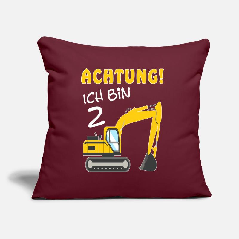2. Geburtstag Ich bin 2 Jahre Bagger Baustelle Sofakissenbezug 45 x 45 cm
