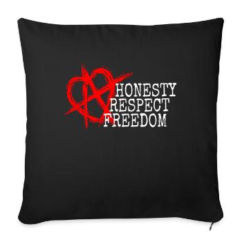 Anarchie relationnelle Dicta Honesty Respect Liberté - Housse de coussin décorative 45 x 45 cm - noir - Devant