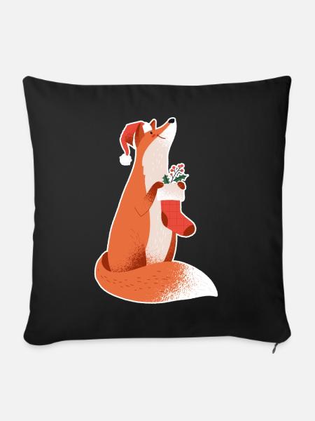 Fuchs Weihnachtsmütze Weihnachten Fuchs Damen - Sofakissenbezug 45 x 45 cm - Schwarz