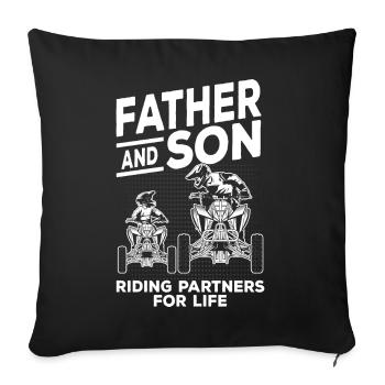 Père et fils papa quad riders VTT - Housse de coussin décorative 45 x 45 cm - noir - Devant