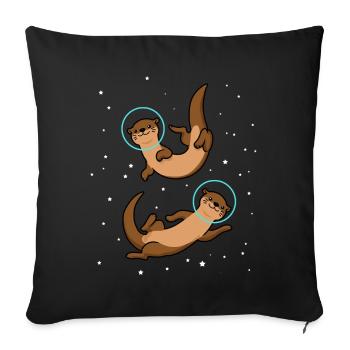 Otter Astronaut Geschenk Weltall Fan Kinder Otter - Sofakissenbezug 45 x 45 cm - Schwarz - Vorne