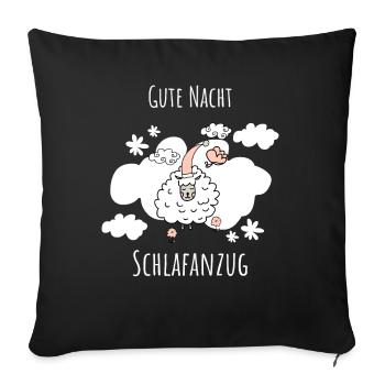 Schaf Gute Nacht Schlafanzug Geschenk Weihnachten - Sofakissenbezug 45 x 45 cm - Schwarz - Vorne