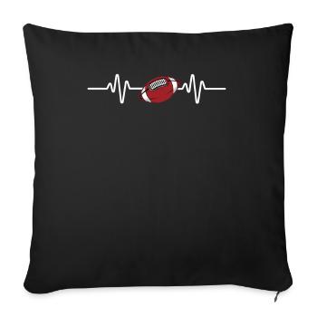 Battements de cœur de rugby - Housse de coussin décorative 45 x 45 cm - noir - Devant