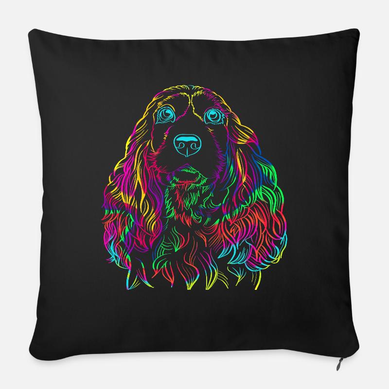 Bunter Cocker Spaniel Hund - Sofakissenbezug 45 x 45 cm - Schwarz