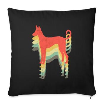 Oeuvre vintage de chien espagnol Podenco - Housse de coussin décorative 45 x 45 cm - noir - Devant