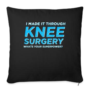 Neues Knie Knieoperation - Sofakissenbezug 45 x 45 cm - Schwarz - Vorne