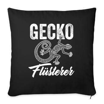 Gecko Flüsterer Echsperte Terrarium Geschenk - Sofakissenbezug 45 x 45 cm - Schwarz - Vorne