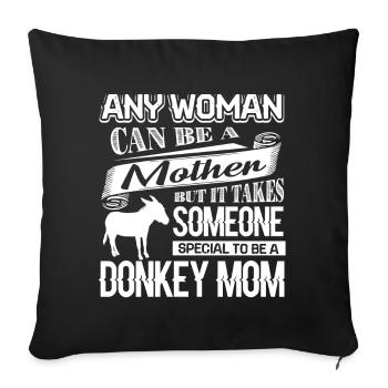 Âne fier d'être maman âne - Housse de coussin décorative 45 x 45 cm - noir - Devant
