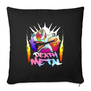Death metal unicorn stage with rainbow fireworks - Sofa pillowcase 17,3'' x 17,3'' (45 x 45 cm) - black - Front