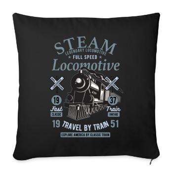 Dampflok Eisenbahn Lokführer - Sofakissenbezug 45 x 45 cm - Schwarz - Vorne
