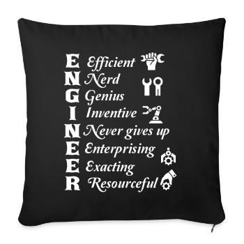 Ingénieur choses sur l'ingénieur - Housse de coussin décorative 45 x 45 cm - noir - Devant