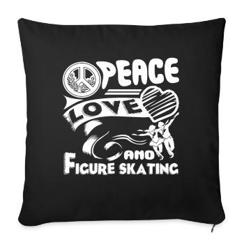 Figure skating Peace Love Figure skating - Sofa pillowcase 17,3'' x 17,3'' (45 x 45 cm) - black - Front