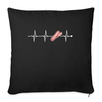 Baconliebhaber Bacon Heartbeat Bacon Heartbeat - Sofakissenbezug 45 x 45 cm - Schwarz - Vorne