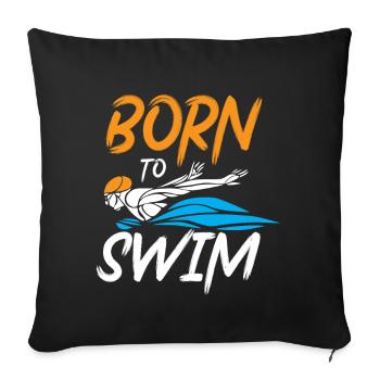 nageur natation idée cadeau eau piscine - Housse de coussin décorative 45 x 45 cm - noir - Devant