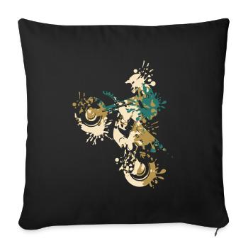 Éclaboussure de motocross - Housse de coussin décorative 45 x 45 cm - noir - Devant