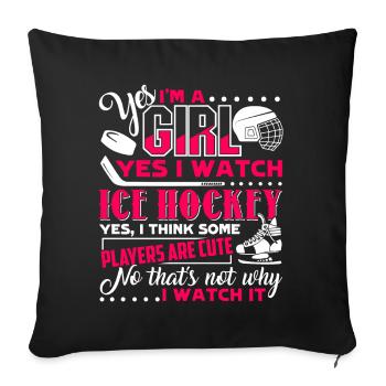 Ice Hockey I Love Ice Hockey - Sofa pillowcase 17,3'' x 17,3'' (45 x 45 cm) - black - Front