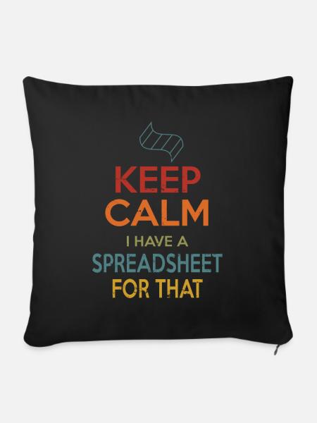 Keep Calm Spreadsheet - Sofa pillowcase 17,3'' x 17,3'' (45 x 45 cm) - black