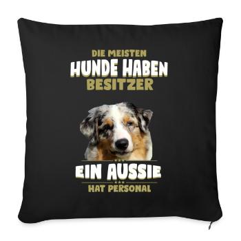Australian Shepherd - Aussie Hund - Sofakissenbezug 45 x 45 cm - Schwarz - Vorne