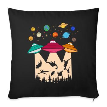 Dinosaures enlèvement extraterrestre - Extraterrestre extraterrestre UFO - Housse de coussin décorative 45 x 45 cm - noir - Devant