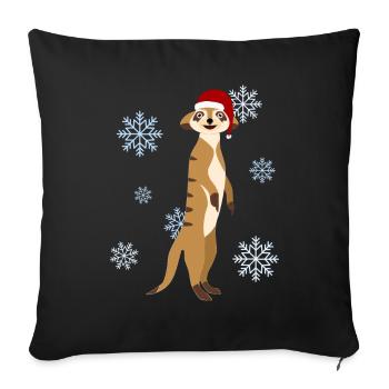 Meerkat Christmas Santa Hat - Sofa pillowcase 17,3'' x 17,3'' (45 x 45 cm) - black - Front