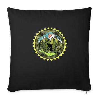 Retro Mountainbike MTB Kranz für Mountainbike Fans - Sofakissenbezug 45 x 45 cm - Schwarz - Vorne