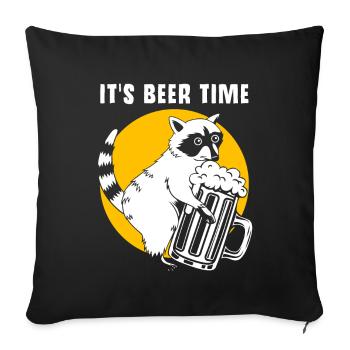 Waschbär Bier Alkohol - Sofakissenbezug 45 x 45 cm - Schwarz - Vorne