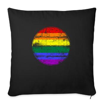 Drapeau arc-en-ciel LGBT - Housse de coussin décorative 45 x 45 cm - noir - Devant