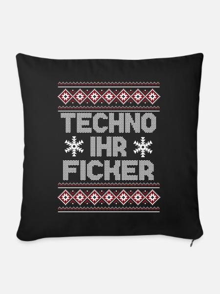 Ugly Christmas Sweater Techno Weihnachten - Sofakissenbezug 45 x 45 cm - Schwarz