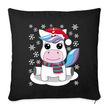 Unicorn Christmas gift Christmas present - Sofa pillowcase 17,3'' x 17,3'' (45 x 45 cm) - black - Front