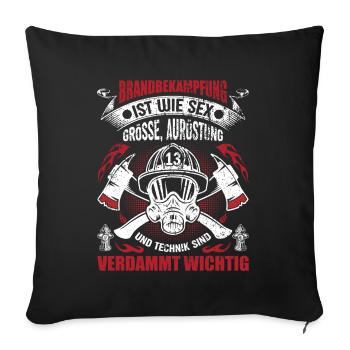 Freiwillige Feuerwehr Feuerwehrmann 112 Geschenk - Sofakissenbezug 45 x 45 cm - Schwarz - Vorne
