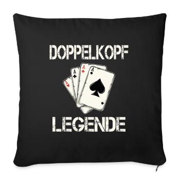 Doppelkopf Kartenspieler - Sofakissenbezug 45 x 45 cm - Schwarz - Vorne
