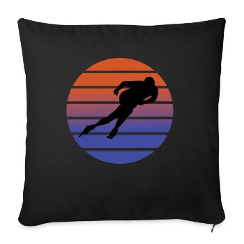 Speed skating - Sofa pillowcase 17,3'' x 17,3'' (45 x 45 cm) - black - Front