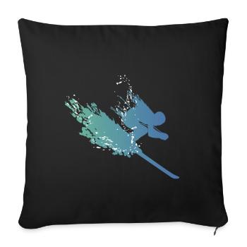 ski ski ski ski ski vacances skieur wint - Housse de coussin décorative 45 x 45 cm - noir - Devant