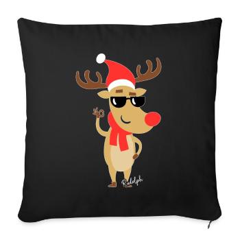 Rudolf the reindeer - Rudolph the reindeer - Sofa pillowcase 17,3'' x 17,3'' (45 x 45 cm) - black - Front