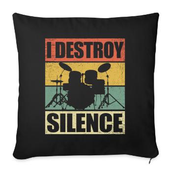 Batteur batteur batterie cadeau batteur - Housse de coussin décorative 45 x 45 cm - noir - Devant
