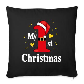 1er premier cadeau de noël fille garçon mignon - Housse de coussin décorative 45 x 45 cm - noir - Devant