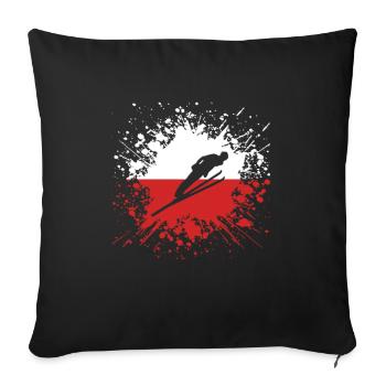 Skispringer Polen PL Wintersport Flagge Splash Ski - Sofakissenbezug 45 x 45 cm - Schwarz - Vorne