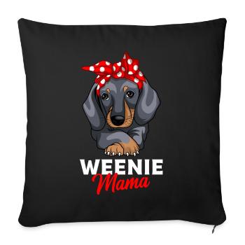 Cadeau de conception de chien de maman teckel - Housse de coussin décorative 45 x 45 cm - noir - Devant