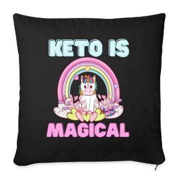 Keto est un arc-en-ciel de licorne magique - Housse de coussin décorative 45 x 45 cm - noir - Devant