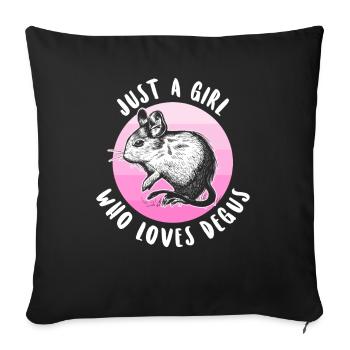 Degus rodent pet degu holder gift - Sofa pillowcase 17,3'' x 17,3'' (45 x 45 cm) - black - Front