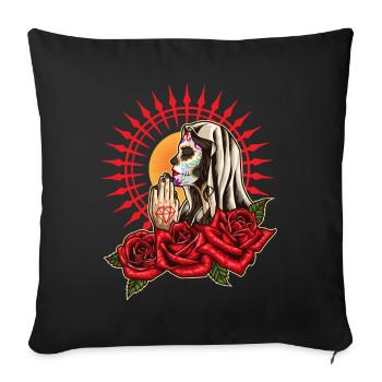 Praying Santa Muerte - La Calavera Catrina - Housse de coussin décorative 45 x 45 cm - noir - Devant